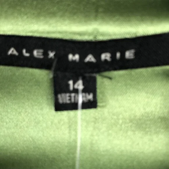 Alex Marie Dress Womens 14 Green Metallic Gold Pleats Shiny Event Occasion NEW - Picture 8 of 16